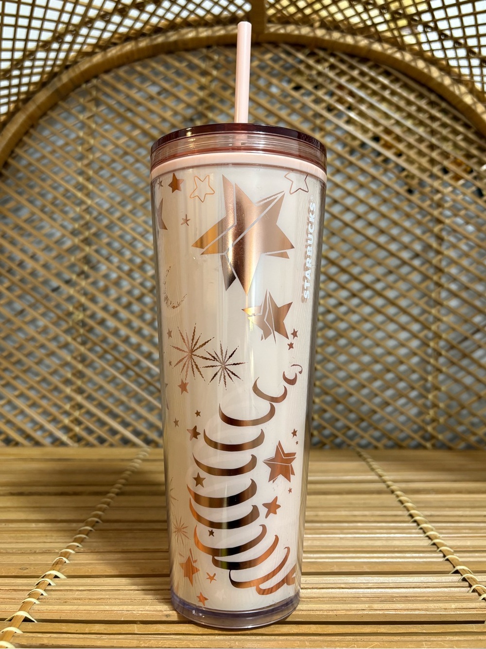 Starbucks 2023 Holiday Rose Gold Celestial Tumbler